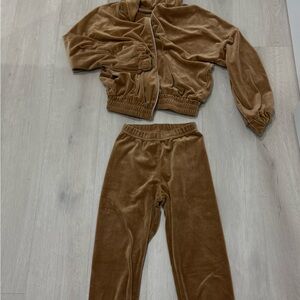 Brown Velour Tracksuit Set